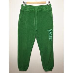 Pleasures Men's Jogger Sweatpants Terry Medium Kelly Green Logo Graph Streetwear